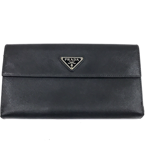 プラダ 二つ折り長財布 ウォレット Wホック シルバー金具